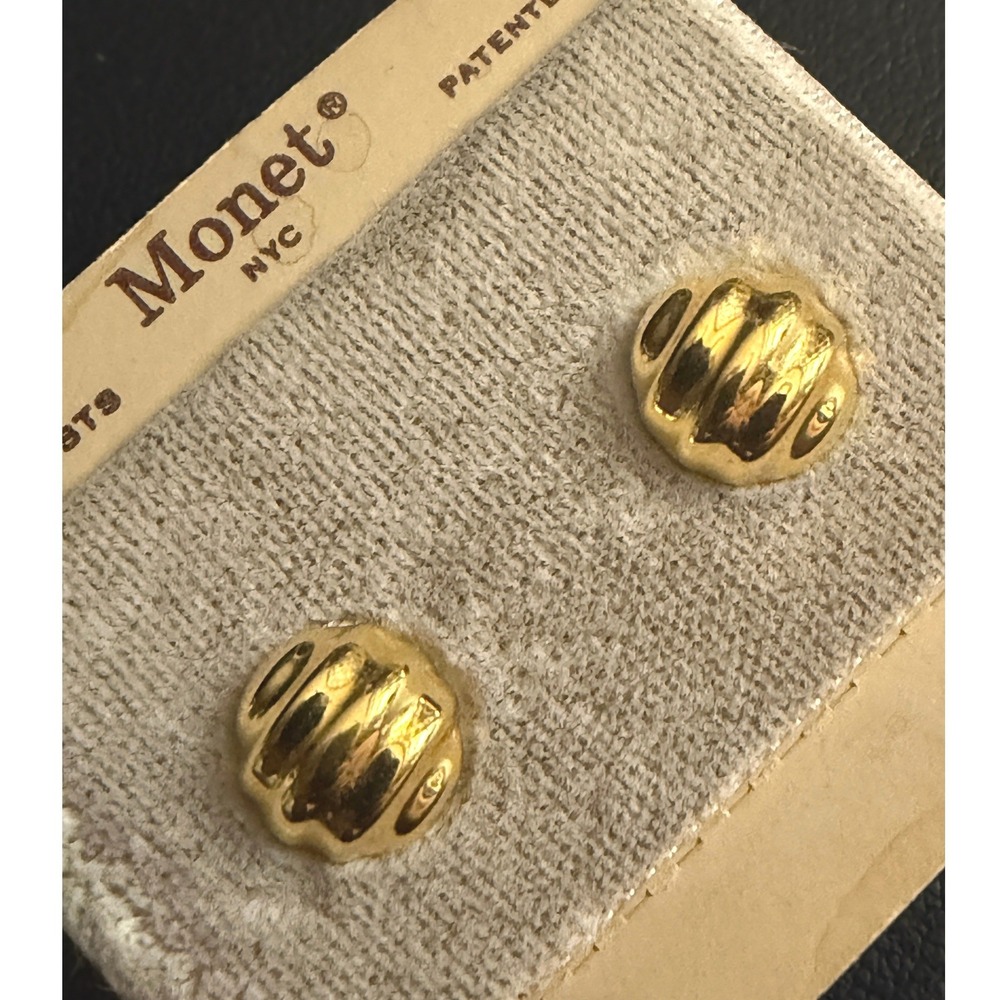 Vintage Monet Earrings Gold Tone 80s 90s
